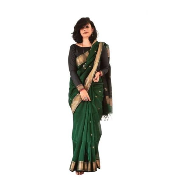 Green Soft Lichi Silk Printed Saree for Women