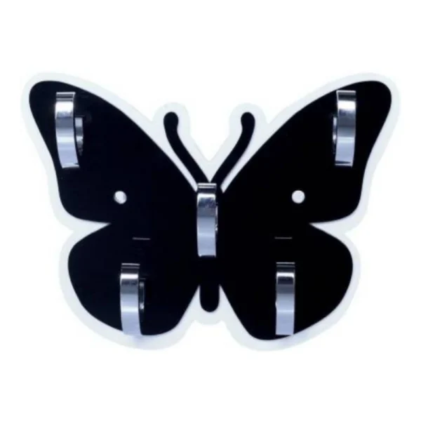 Black butterfly design wall mount key holder with 5 hooks