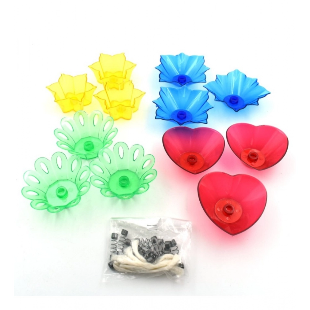 Assorted multi-color floral diya and tea light holders set
