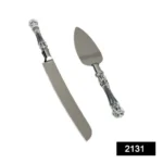 Generic Stainless Steel Cake Serving Set | Cake Cutting Knife And Server Set with Handle (Color: Assorted ) - Image 3