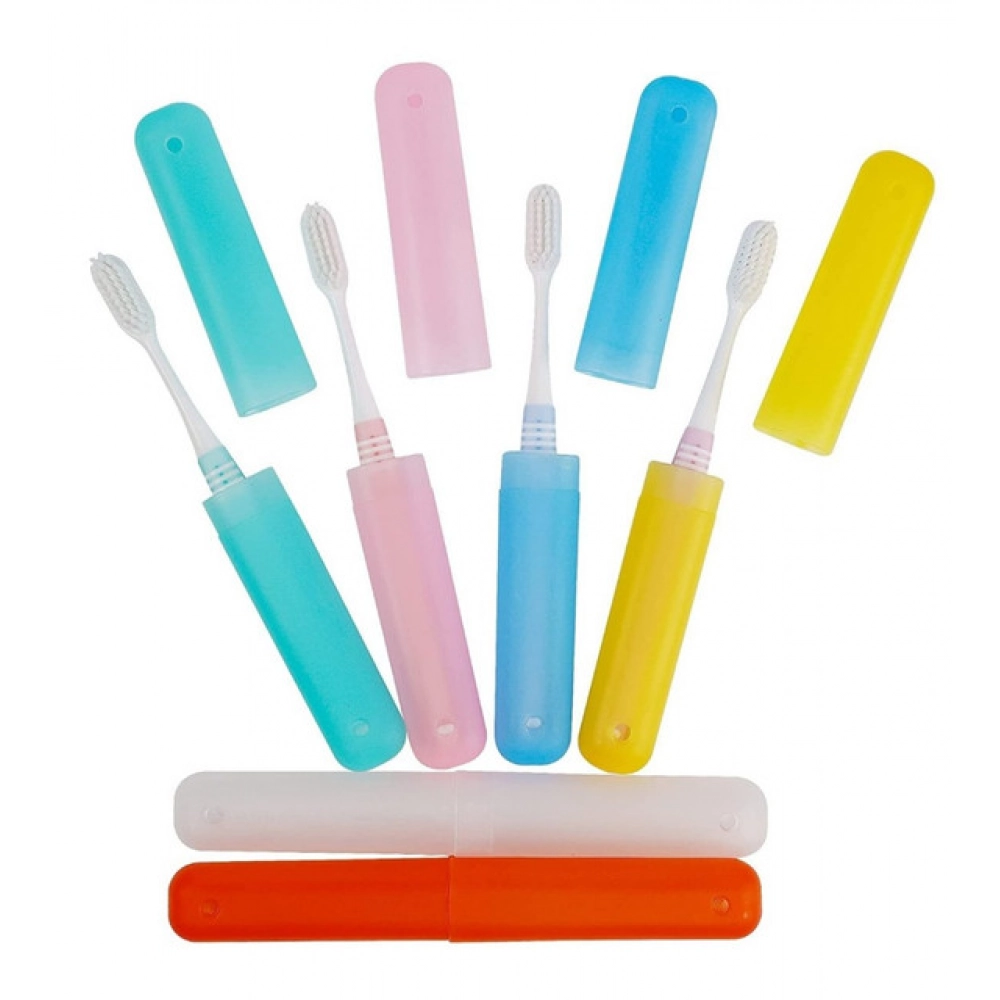 Pack of 4 Plastic Toothbrush Holder Travel Cases, assorted colors