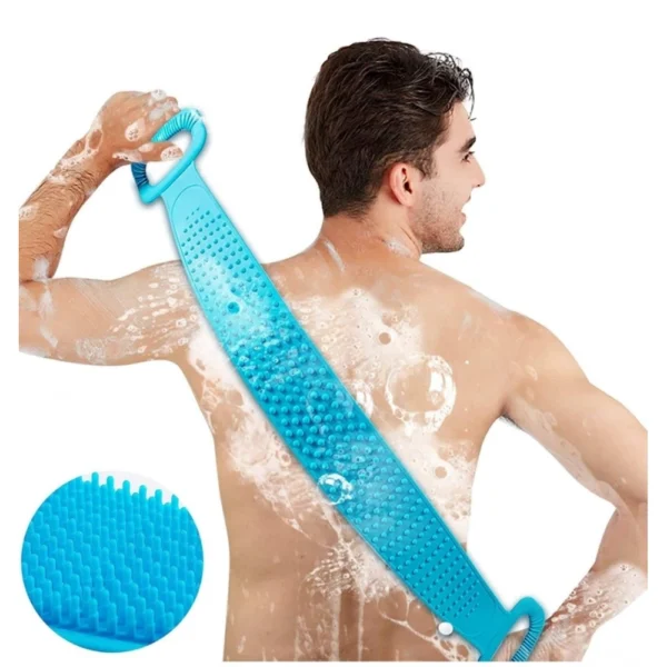 Pack of 2 Silicone Bath Scrubber Belts, dual-sided exfoliating strap