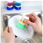 Generic Pack of 4_Plastic Wash Basin Brush Cleaner with Soap Dispenser – (Color: Assorted) - Image 2