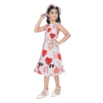 Red Popcorn Printed Sleeveless Girls Dress