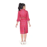 Generic Girl's Knitted Printed 3/4 th Sleeve Close Neck Dress (Pink) - Image 4