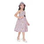 Generic Girl's Cotton Printed Sleeve Less Round Neck Dress (Pink) - Image 4
