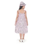 Generic Girl's Cotton Printed Sleeve Less Round Neck Dress (Pink) - Image 2