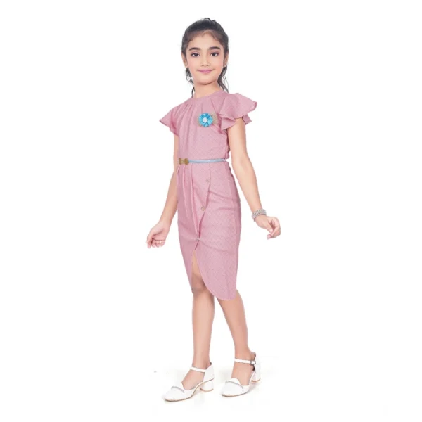 Pink Striped Knitted Girls Dress