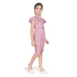 Generic Girl's Knitted Striped Short Sleeve Close Neck Dress (Pink) - Image 4