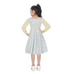 Generic Girl's Digital Twill Striped 3/4 th Sleeve Round Neck Dress (Light Green) - Image 3