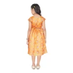 Generic Girl's Brocket Silk Printed Short Sleeve Round Neck Dress (Orange) - Image 3