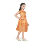 Generic Girl's Brocket Silk Printed Short Sleeve Round Neck Dress (Orange) - Image 4
