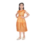 Generic Girl's Brocket Silk Printed Short Sleeve Round Neck Dress (Orange) - Image 2