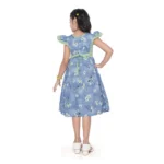 Generic Girl's Twill Printed Short Sleeve Round Neck Dress (Green) - Image 3