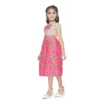 Generic Girl's Twill Printed Short Sleeve Round Neck Dress (Pink) - Image 3