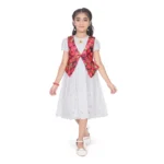 White Chicken Print Girls Dress