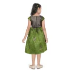 Generic Girl's Brocket Printed Short Sleeve Round Neck Dress (Green) - Image 3