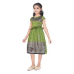 Generic Girl's Brocket Printed Short Sleeve Round Neck Dress (Green) - Image 4