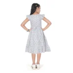 Generic Girl's Twill Printed Short Sleeve Round Neck Dress (Grey) - Image 3
