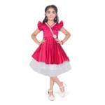 Pink Satin Short Sleeve Girls Dress