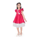 Generic Girl's Satin Soild Short Sleeve V Neck Dress (Pink) - Image 2