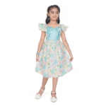 Sky Blue Popcorn Print Girls Dress
