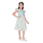 Generic Girl's Popcorn Printed Short Sleeve Squre Neck Dress (Sky Blue) - Image 3