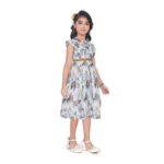 Generic Girl's Popcorn Printed Sleeve Less Round Neck Dress (Brown) - Image 3