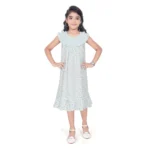 Light Blue Heavy Pc Printed Dress for Girls