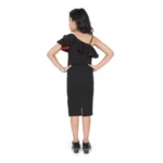 Generic Girl's Knitted Soild Sleeve Less Off Shoulder Dress (Black) - Image 3