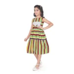 Generic Girl's Pure Cotton Striped Sleeve Less Round Neck Dress (Multicolor) - Image 3