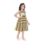 Generic Girl's Pure Cotton Striped Sleeve Less Round Neck Dress (Multicolor) - Image 4
