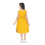 Generic Girl's Shiffon Printed Sleeve Less Round Neck Dress (Mustard Yellow) - Image 3