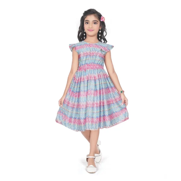 Multicolor Printed Lycra Dress for Girls