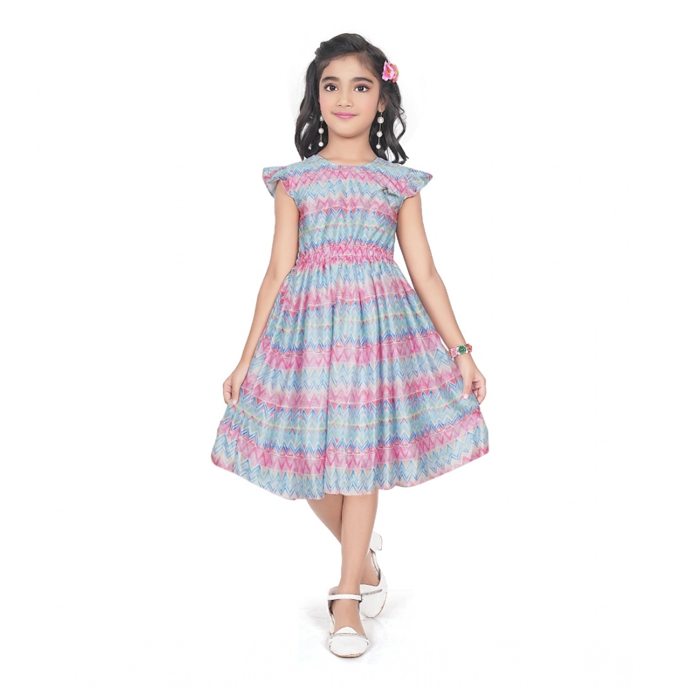 Multicolor Printed Lycra Dress for Girls