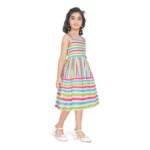 Generic Girl's Cotton Striped Sleeve Less Squre Neck Dress (Multicolor) - Image 4