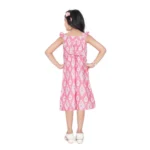 Generic Girl's Cotton Printed Sleeve Less Squre Neck Dress (Pink) - Image 2