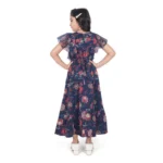 Generic Girl's Shiffon Printed Short Sleeve Round Neck Dress (Blue) - Image 3