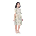 Generic Girl's Digital Knitted Printed Half Sleeve Close Neck Dress (Light Green) - Image 2