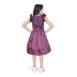Generic Girl's Satin Printed Sleeve Less Round Neck Dress (Purple) - Image 3
