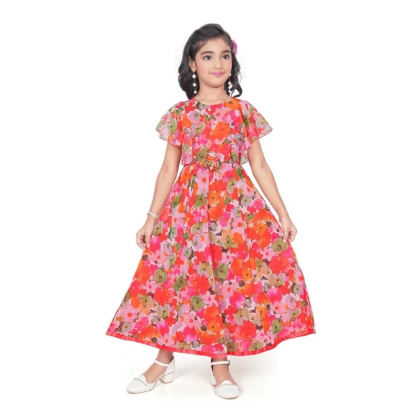 Multicolor Shiffon Printed Dress for Girls