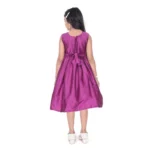 Generic Girl's Taffeta Silk Soild Sleeve Less Round Neck Dress (Purple) - Image 3