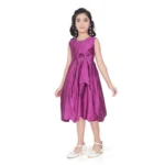 Generic Girl's Taffeta Silk Soild Sleeve Less Round Neck Dress (Purple) - Image 4