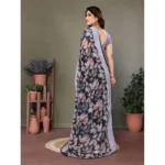 Generic Women's Chiffon Printed Saree With Unstitched Blouse 5.5Mtr (Grey) - Image 3