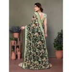Generic Women's Chiffon Printed Saree With Unstitched Blouse 5.5Mtr (Green) - Image 4