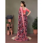 Generic Women's Chiffon Printed Saree With Unstitched Blouse 5.5Mtr (Pink) - Image 3