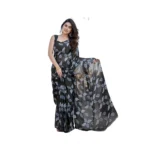 Black Chiffon Printed Saree for Women
