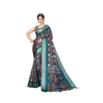 Blue Cotton Silk Printed Saree for Women