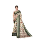 Green Cotton Silk Printed Saree for Women