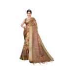 Peach Cotton Silk Printed Saree for Women